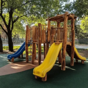 Los parques de madera son espacios mágicos. Son lugares donde los niños juegan y los padres se relajan. Pero, ¿qué son exactamente? Son áreas de juego hechas principalmente de madera. Esta madera es fuerte y segura. Así, los niños pueden jugar sin miedo a caerse. Además, estos parques son bonitos y se ven bien en cualquier lugar.