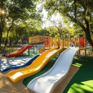 Los parques de ocio infantil son espacios divertidos donde los niños juegan y aprenden. Estos lugares ofrecen áreas seguras y emocionantes para explorar. En estos parques, los niños pueden correr, saltar y hacer amigos. Los padres también disfrutan de momentos agradables con sus hijos.