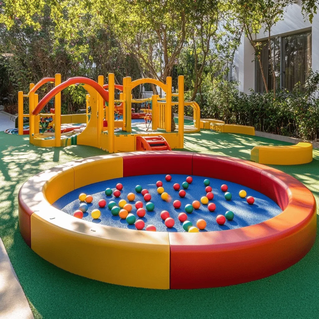 Los parques infantiles con piscinas de bolas ofrecen muchos beneficios para los niños. Primero, ayudan en el desarrollo de habilidades motoras. Los niños saltan, corren y se lanzan en las bolas. Esto fortalece sus músculos y mejora su coordinación. Jugar en estas áreas también ayuda a los niños a aprender a caer de forma segura.