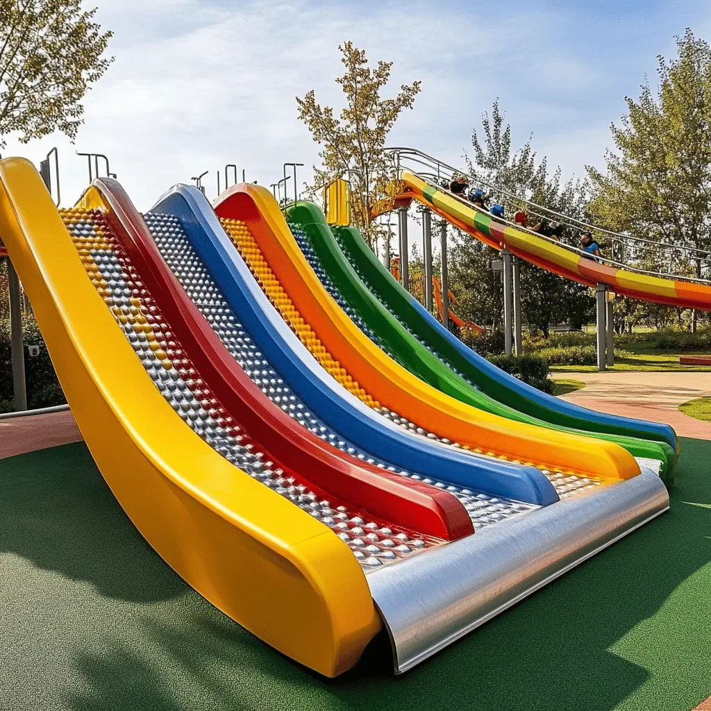Los parques con toboganes son lugares llenos de emoción. Aquí, los niños pueden jugar y explorar. Los adultos también pueden disfrutar al ver a sus hijos felices. A todos nos encanta ver esas sonrisas.